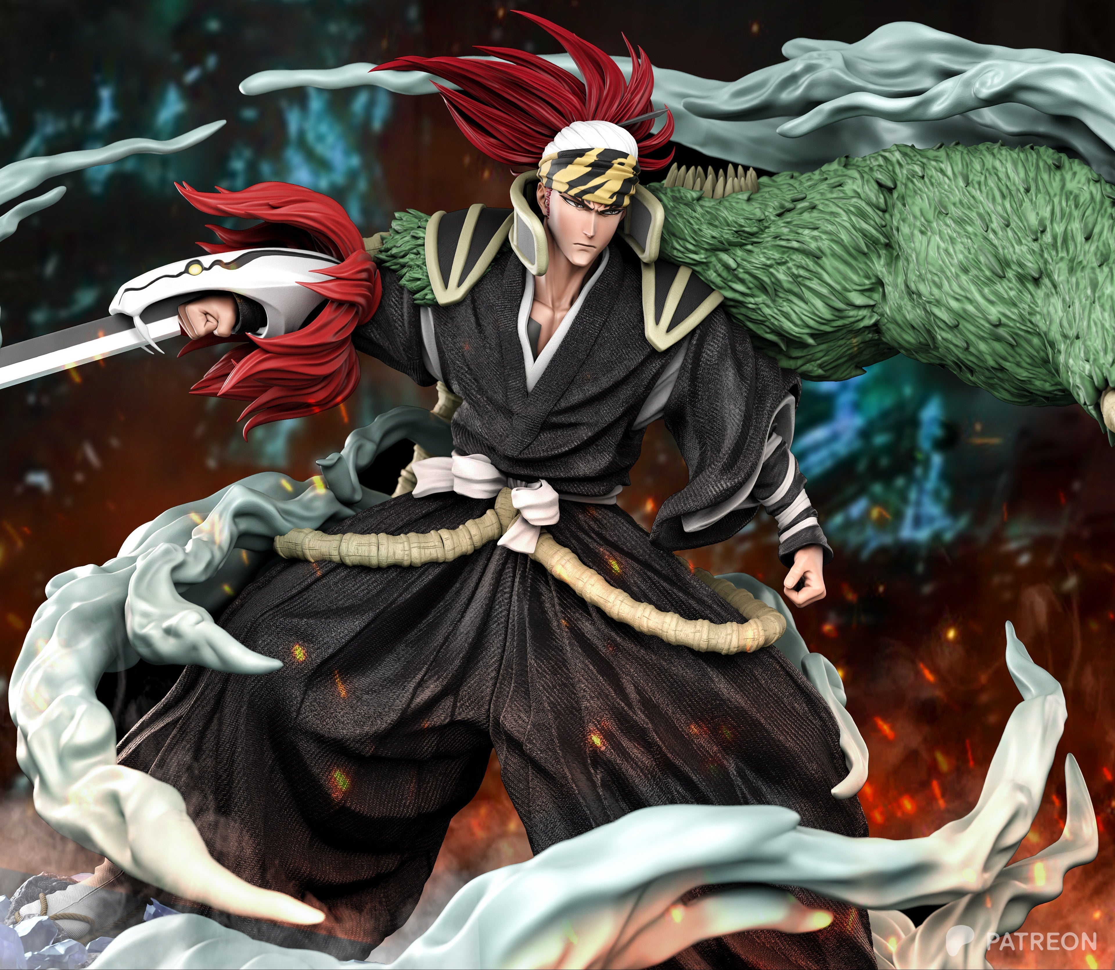 Renji Abarai (True Bankai) Bleach 3D Printed Resin Statue by Tibs 3D Studio