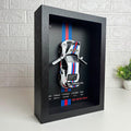 Premium Wooden Porsche 3D Car Frame Wall Decor Diecast Metal Car Interactive Wall Decor with Openable Doors, Pull Back Display Car