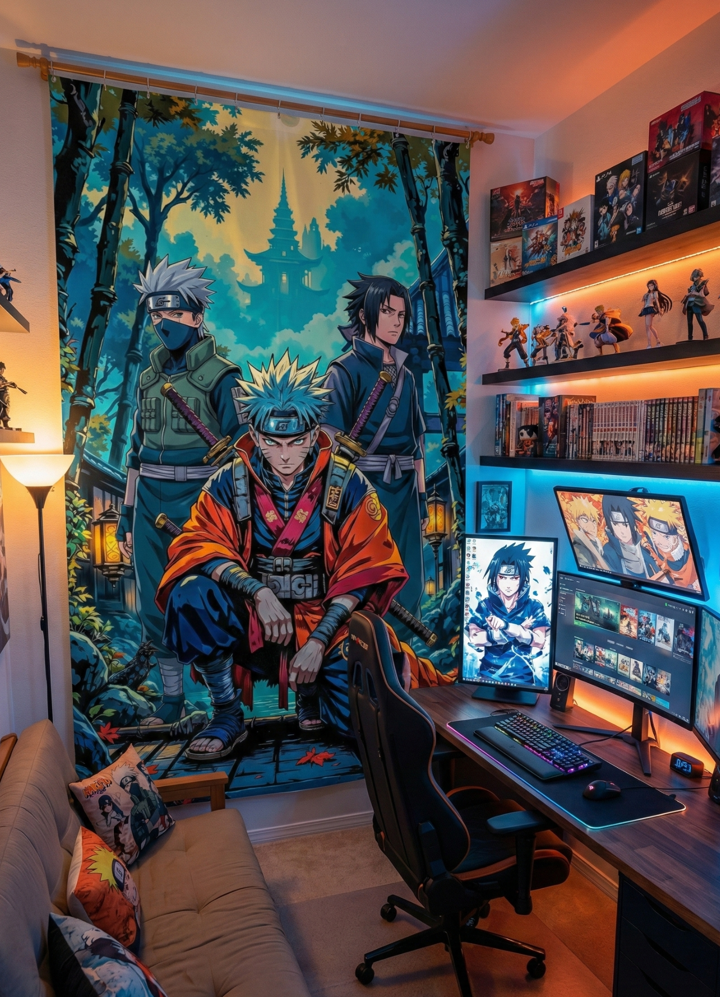 Team 7 Legends – Naruto, Sasuke & Kakashi Anime Wall Tapestry