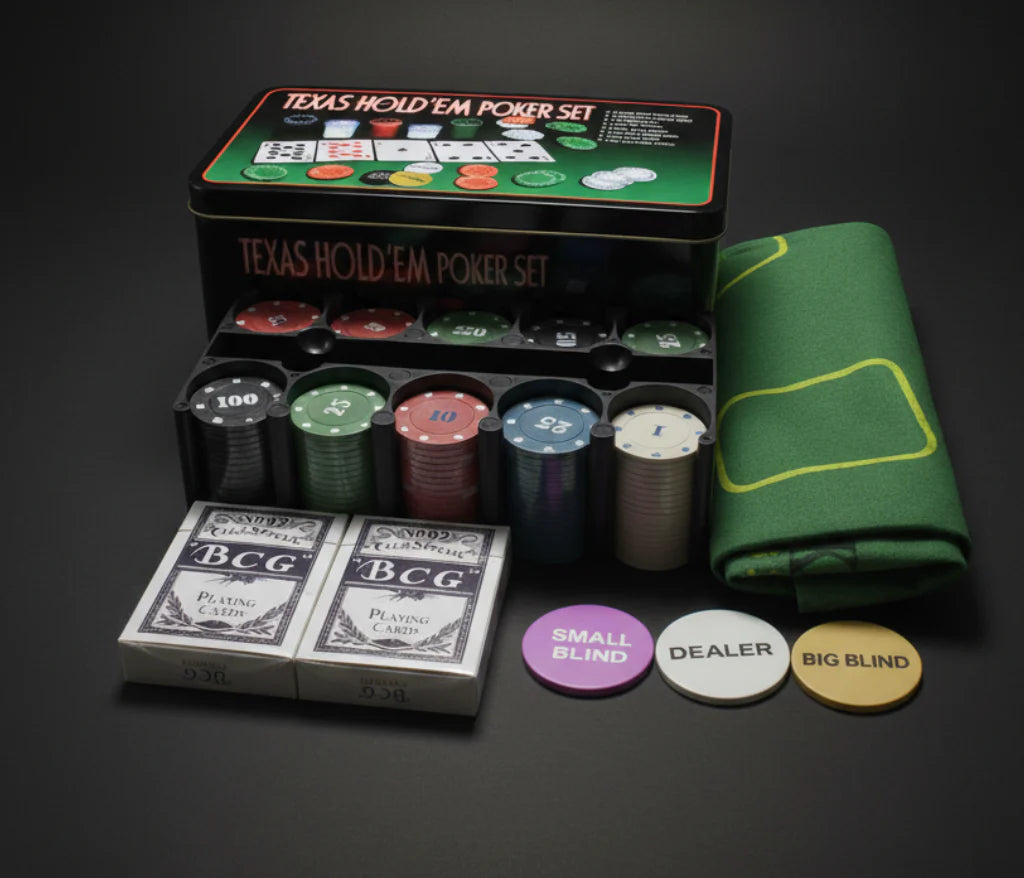 Ultimate Family Night Hold 'EM Up Casino Poker & Card Game Set with Tokens and Mat