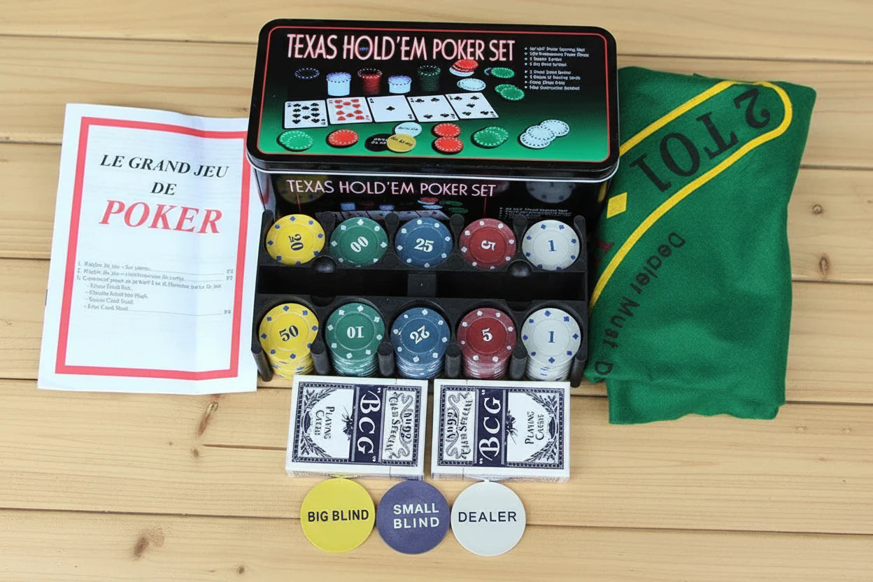 Ultimate Family Night Hold 'EM Up Casino Poker & Card Game Set with Tokens and Mat