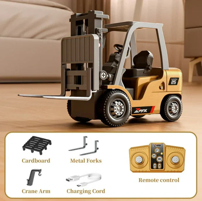 Engineering Construction RC Forklift Truck 2.4GHz Alloy Engineering Vehicle with LED Lights & Sounds, App and Remote Controlled