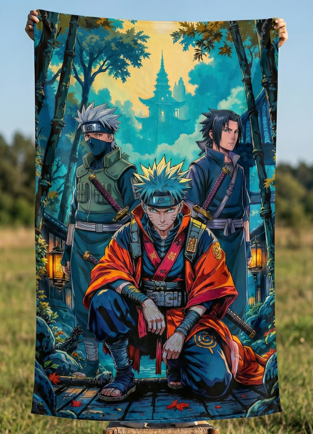 Team 7 Legends – Naruto, Sasuke & Kakashi Anime Wall Tapestry