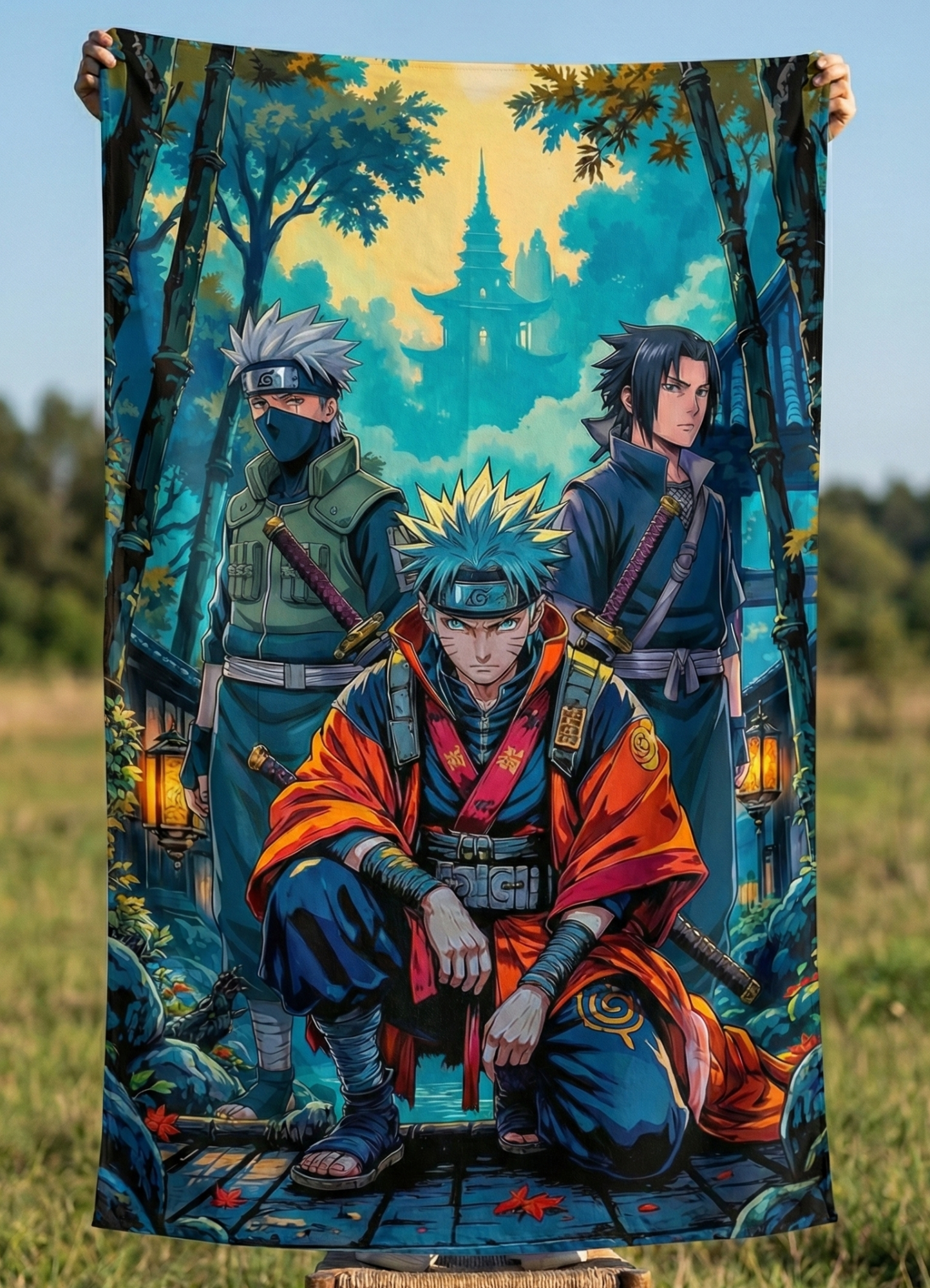 Team 7 Legends – Naruto, Sasuke & Kakashi Anime Wall Tapestry