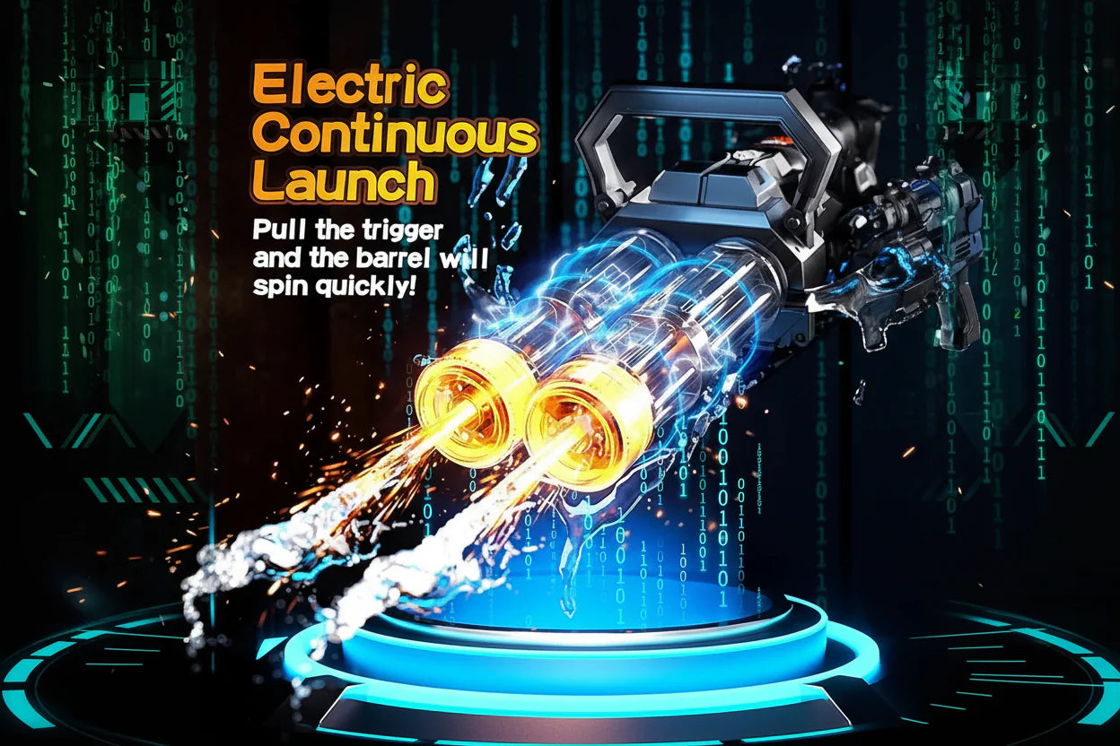 Gatling Electric Water Gun High-Pressure Automatic Rechargeable Long Range Outdoor Water Blaster Toy