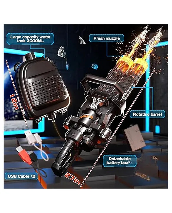 Gatling Electric Water Gun High-Pressure Automatic Rechargeable Long Range Outdoor Water Blaster Toy
