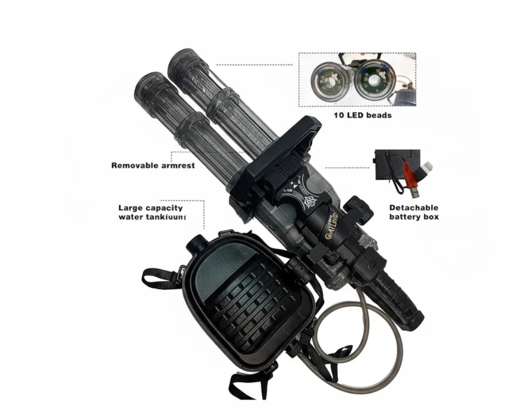 Gatling Electric Water Gun High-Pressure Automatic Rechargeable Long Range Outdoor Water Blaster Toy
