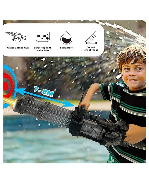 Gatling Electric Water Gun High-Pressure Automatic Rechargeable Long Range Outdoor Water Blaster Toy