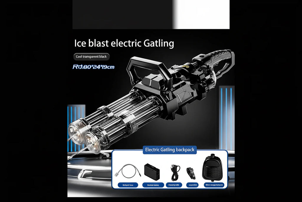 Gatling Electric Water Gun High-Pressure Automatic Rechargeable Long Range Outdoor Water Blaster Toy