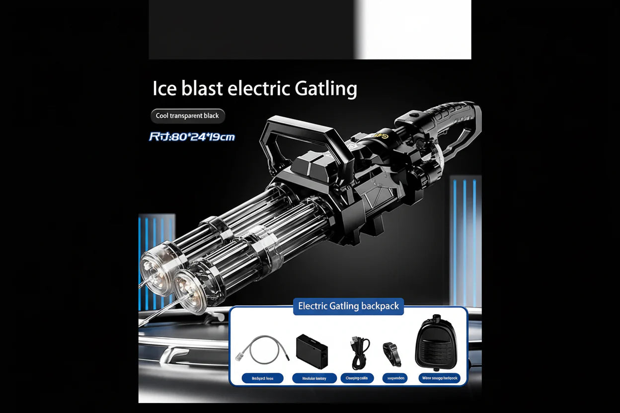 Gatling Electric Water Gun High-Pressure Automatic Rechargeable Long Range Outdoor Water Blaster Toy