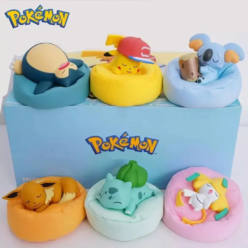 Pokemon Sleeping Figure Set - Set of 6 Collectible Miniatures