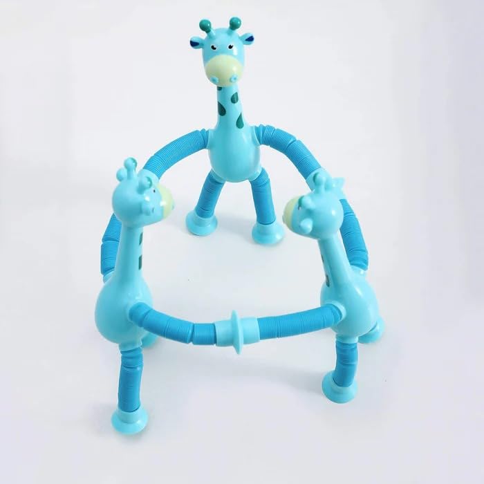LongeePop Giraffe Telescopic Suction Cup Toy, Pop Tubes Fidget Toy for Kids