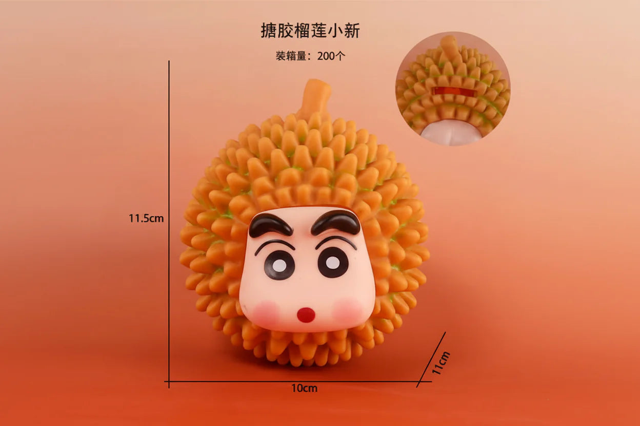 Cute Shinchan Durian Fruit Style Head Funny Face Pose Cartoon Figure 10cm