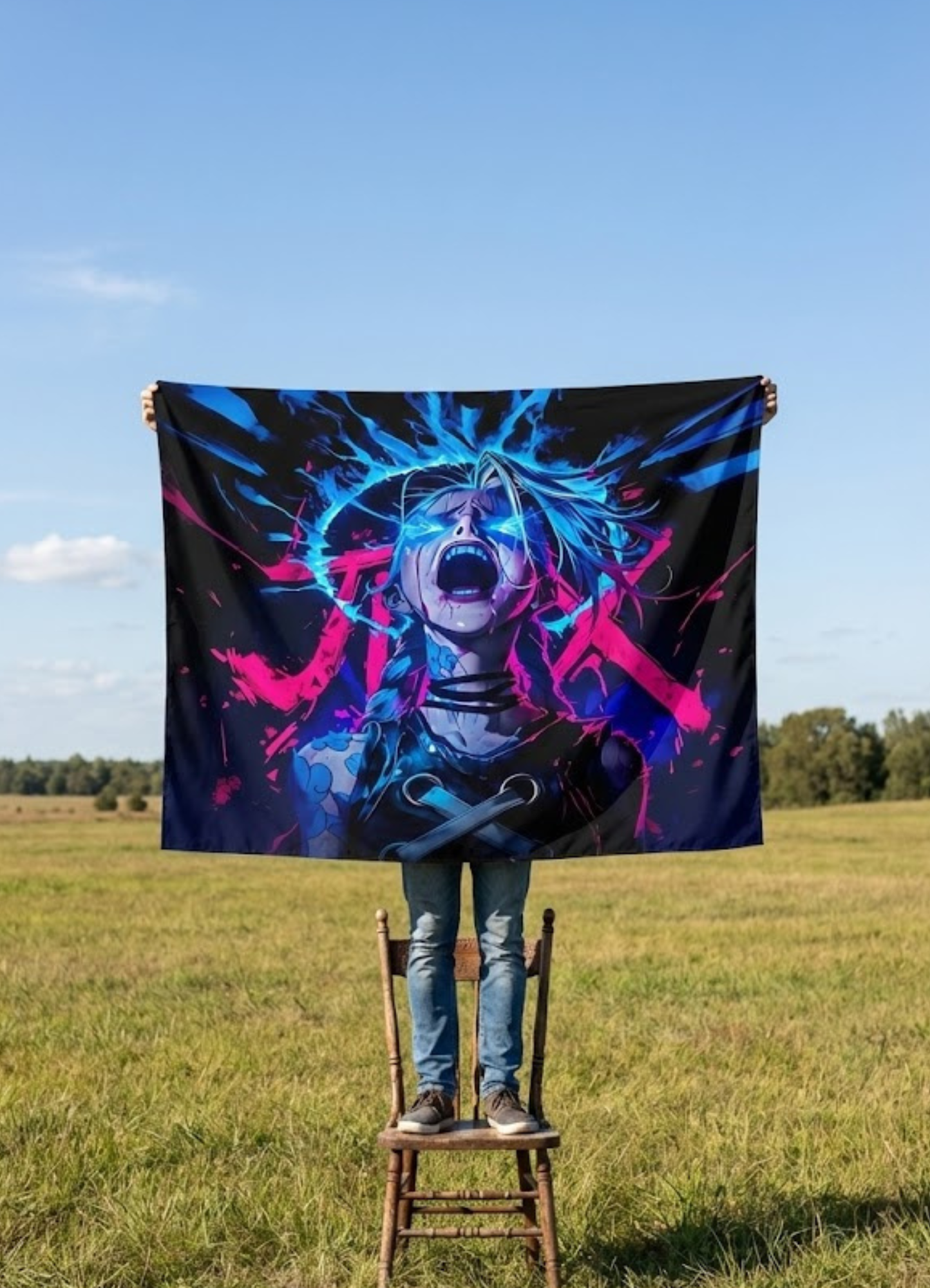 Jinx | Arcane anime Tapestry for Home Bedroom Living Room (Multicolor)