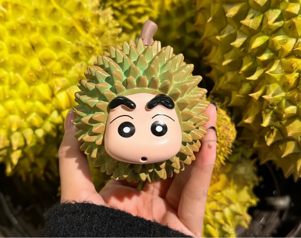 Cute Shinchan Durian Fruit Style Head Funny Face Pose Cartoon Figure 10cm