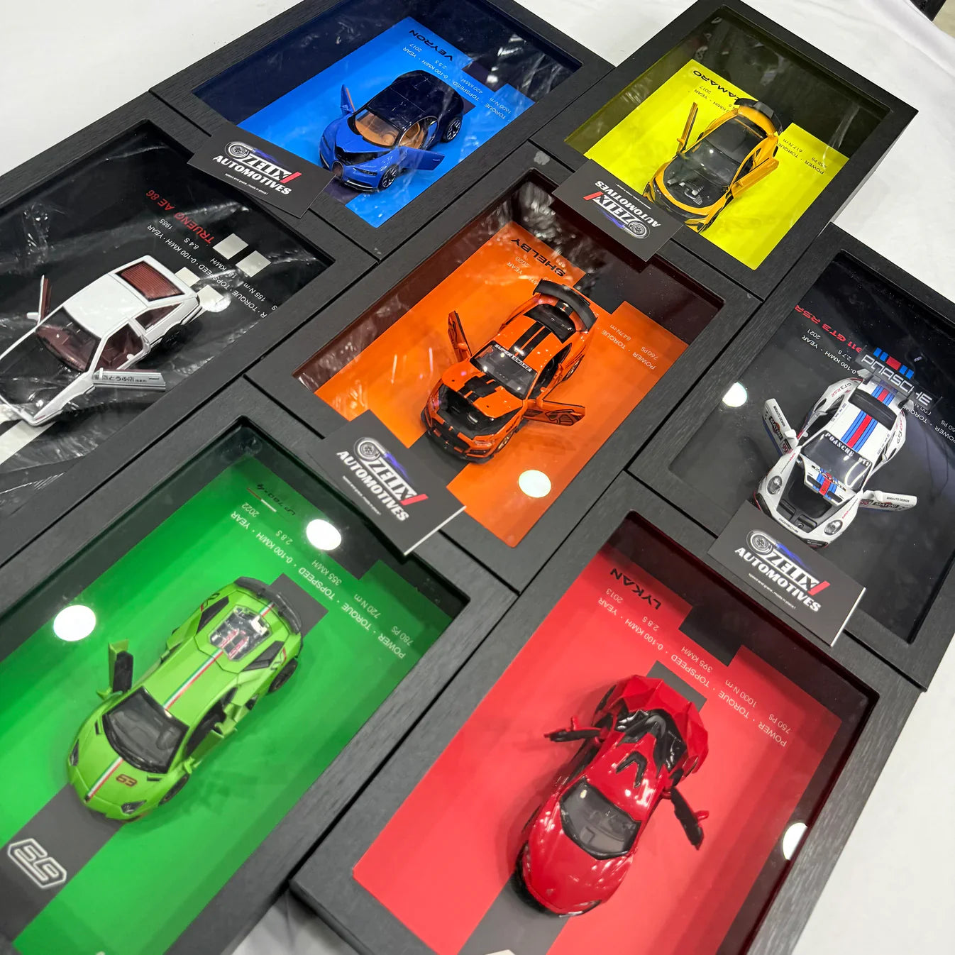 3D Car Frame Wall Art | Wooden Frame with Removable Die-Cast Cars