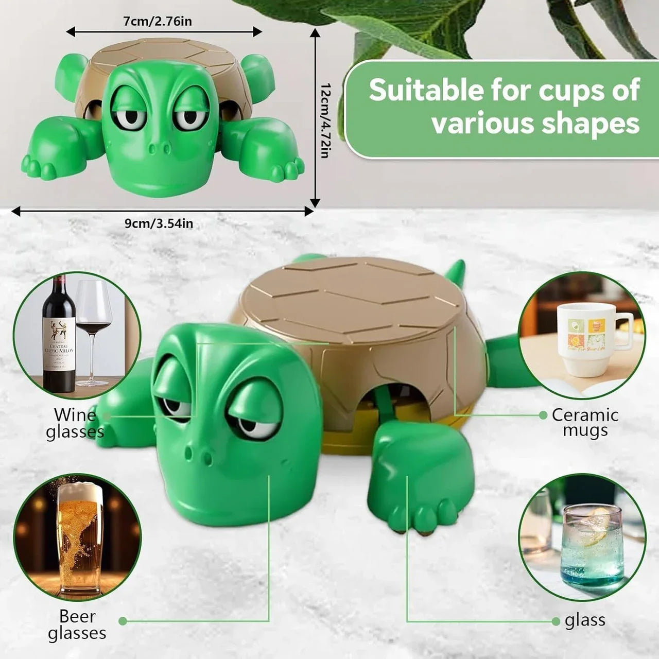 3D Funny Turtle Coaster with Anti Slip Turtle Shell Design Heat Resistant ABS Holder For Desk and Home Decor