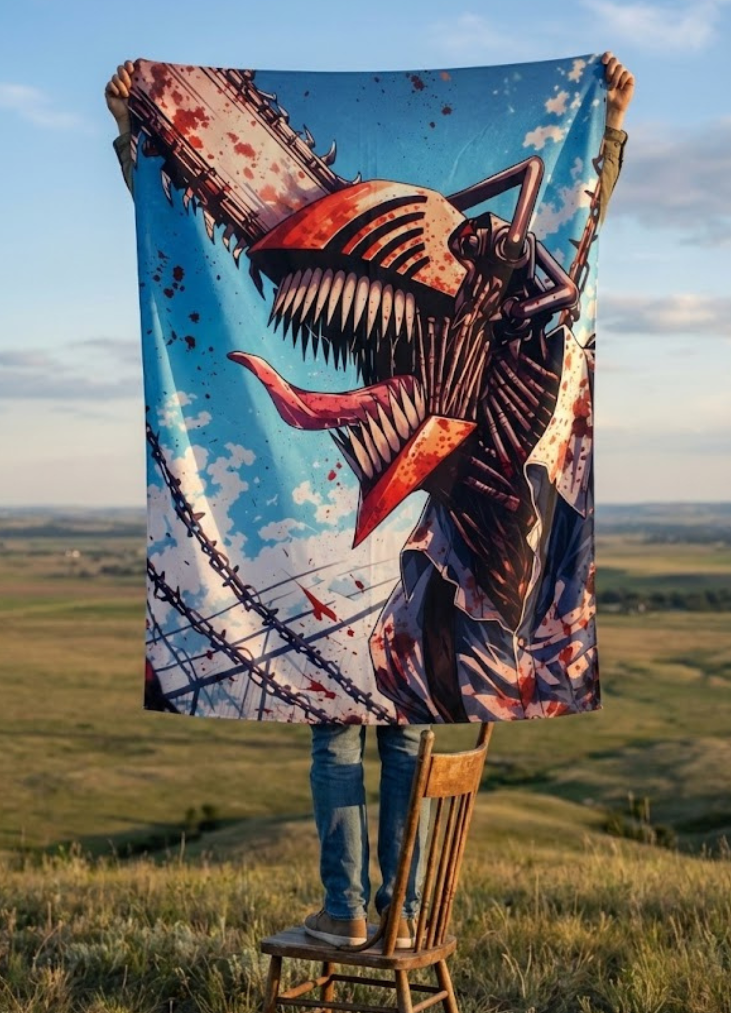 Chainsaw Man Tapestry for Home Bedroom Living Room (Multicolor)