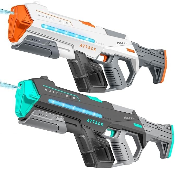 447 Attack Electric Water Gun with LED Lights, Automatic Continuous Spray Water Blaster Toy for Kids & Teens, High-Pressure Battery Operated Water Shooting Gun (Random Colour) Holi Fun / Holi Festival / Holi Special / Children / Toys