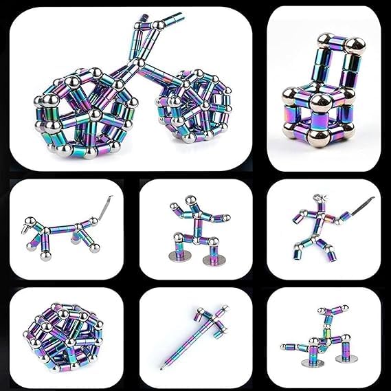 MagMorfex Multi-Color Magnetic Toy Pen, Deformable Fidget Pen with Steel magnetic Balls, Creative DIY Building Stress Relief Ballpoint Pen & Touchscreen Stylus, Cool Tech Gadget Gift for Boys & Girls
