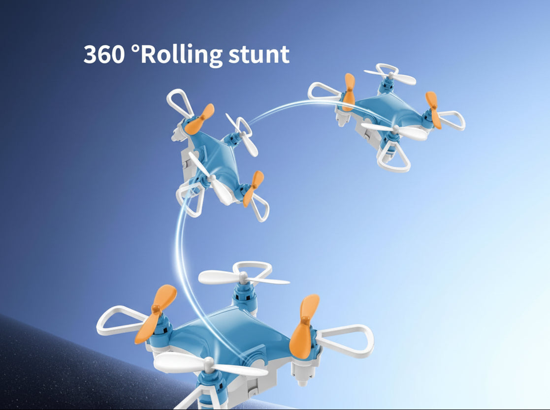 Mini Pocket Quadcopter Drone 360 Flip Drone Easy Stunt Flights with 360° Flips & Altitude Hold, LED Lights & Propeller Guards, Indoor/Outdoor Beginner-Friendly RC Quadcopter Mini Drone for Kids & Adults