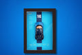 Premium Wooden Blue 3D Car Frame Wall Decor Diecast Metal Car Interactive Wall Decor with Openable Doors, Pull Back Display Car