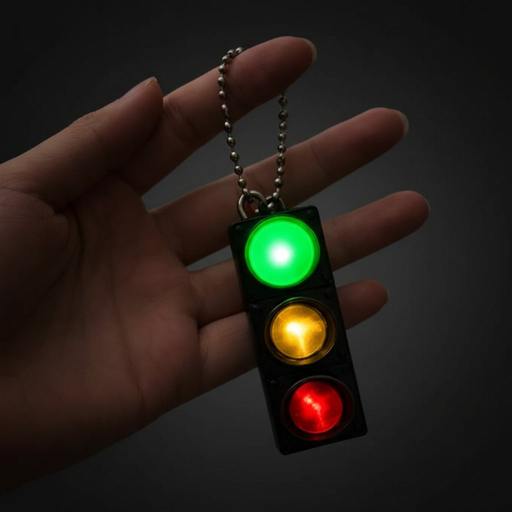 Traffic Light LED Keychain Lights Up And Glows!