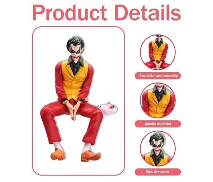 Red Joker Sitting Action Figure 15cm Height Figure for Office Desk and Decoration Items Gift Giving