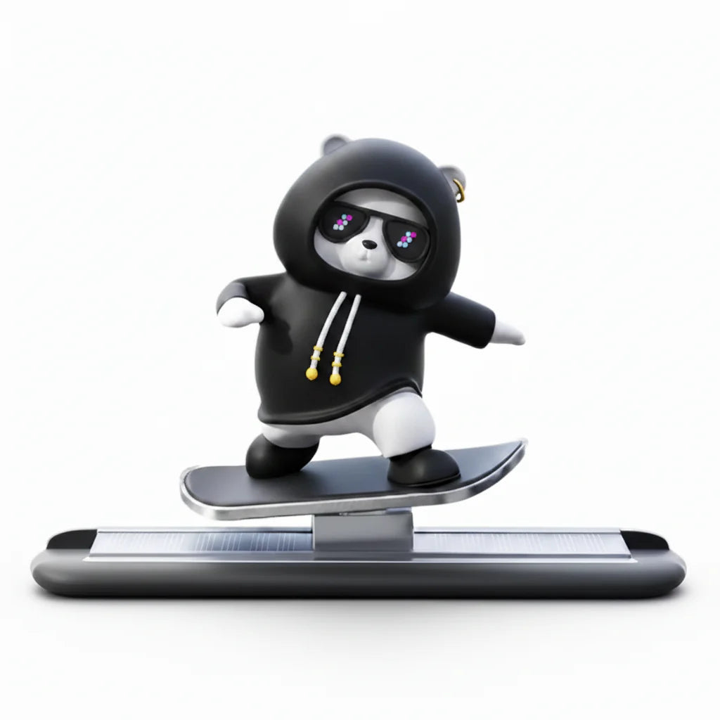 Skateboarding Cute Panda Auto Sliding Motion Decor, Cool Sliding Car Dashboard Figurines