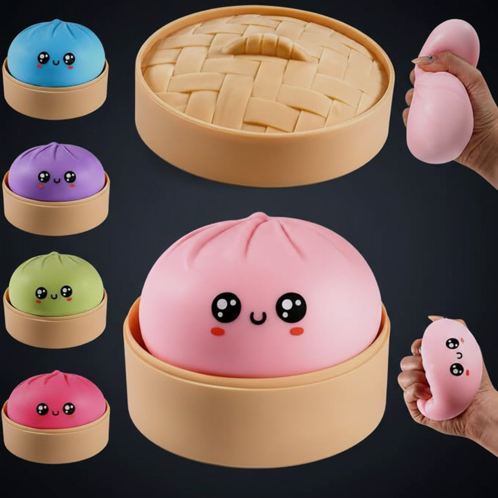 Funny Dumpling Ball with Steamer Basket for Playing Birthday Gifts Halloween Project Cute Dumpling Bun Squeeze Toy Multicolor (Limited Edition)