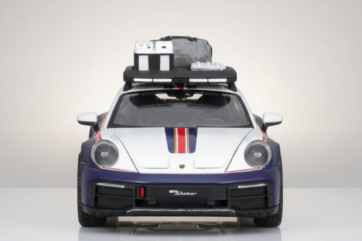 Porsche Bburago 911 Dakar Rally Racing Car 1/24 Scale Model 2023 (Blue)