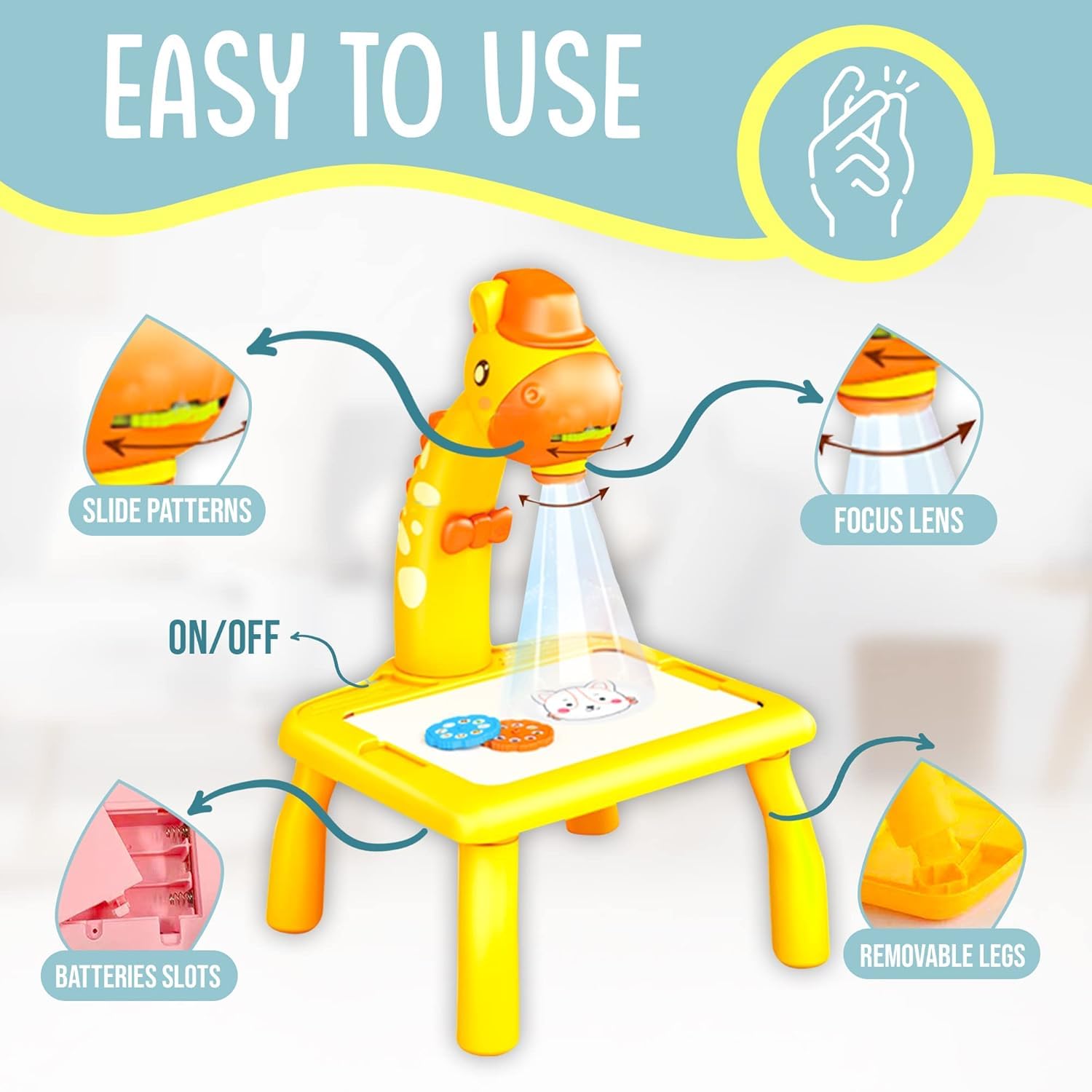 Smart Tracing Drawing Projector Toy – Fun & Easy Painting for Kids! - Drawing Set with 24 Patterns, Stencils & Markers - Adjustable Focus Creative Art Toy for Kids 3+ Years🎨🖌️✨