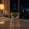 Teddy Bear Glass Cup With Straw for Smoothies, Boba & Iced Coffee