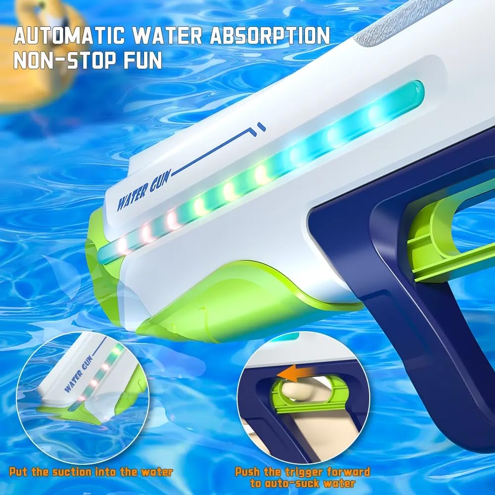Super Soaker Electric Automatic Water Gun, Continuous Shooting High Pressure High Power Holi Pichkari Water Gun Toy for Kids - Auto Suction, 25-32Ft Range, Self-Filling (Random Colour)
