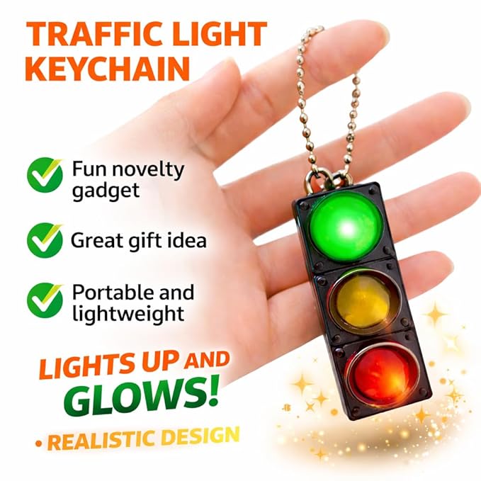 Traffic Light LED Keychain Lights Up And Glows!
