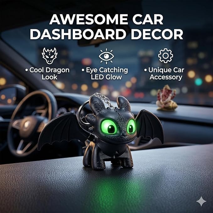 Mini Dragon Lighting Keychain with Moving Wings Black Color (Night Fury) limited edition