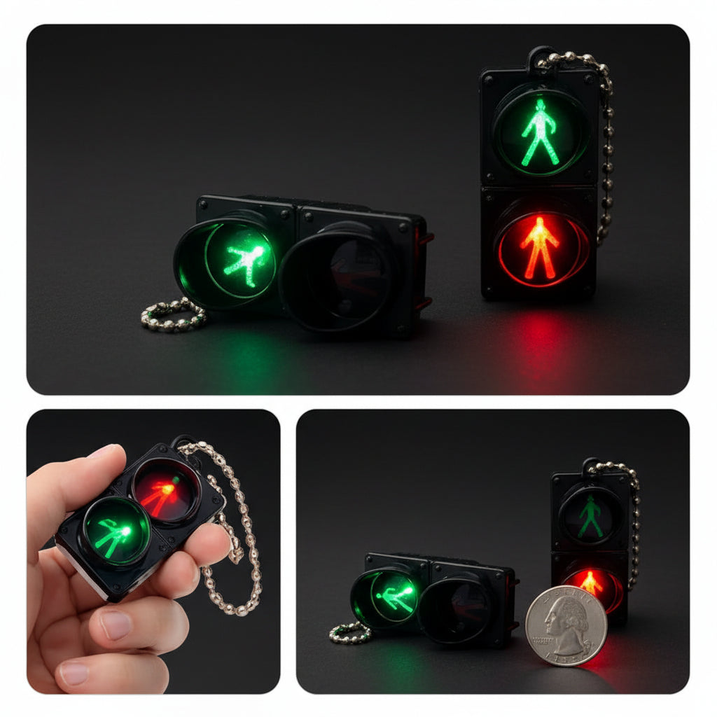 Cool Mini Traffic Light LED Keychain Lights Up And Glows!