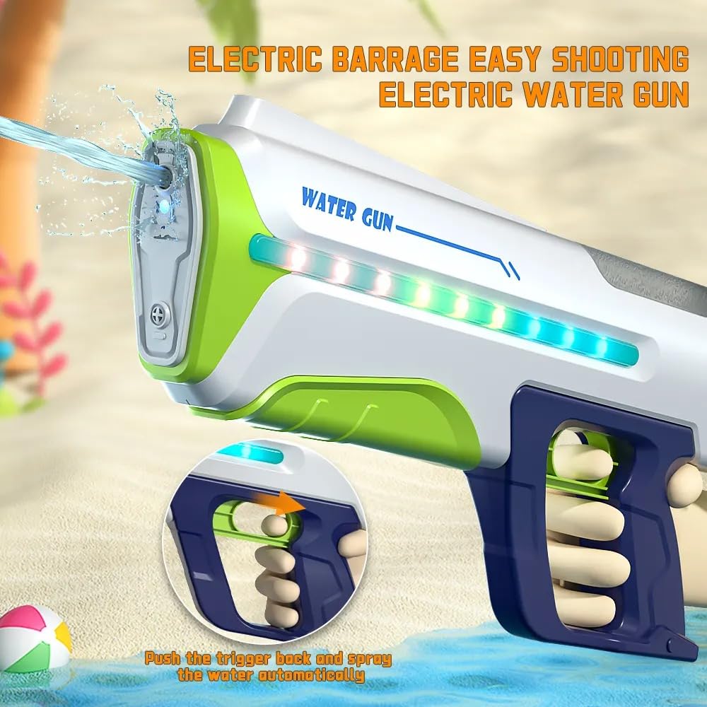 Super Soaker Electric Automatic Water Gun, Continuous Shooting High Pressure High Power Holi Pichkari Water Gun Toy for Kids - Auto Suction, 25-32Ft Range, Self-Filling (Random Colour)
