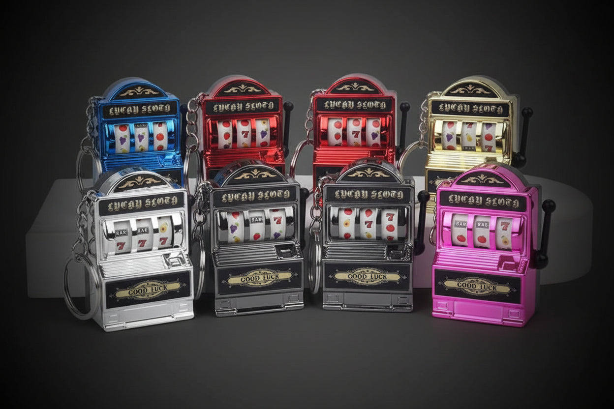 Casino Jackpot Machine Keychain with Spin Lever ( limited edition )