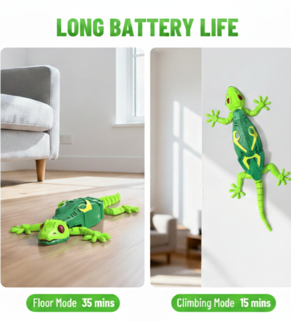 RC Gecko Crawling along Walls and Ceilings with Luminous LED Eyes, Remote Control, Realistic Movements 4+ years