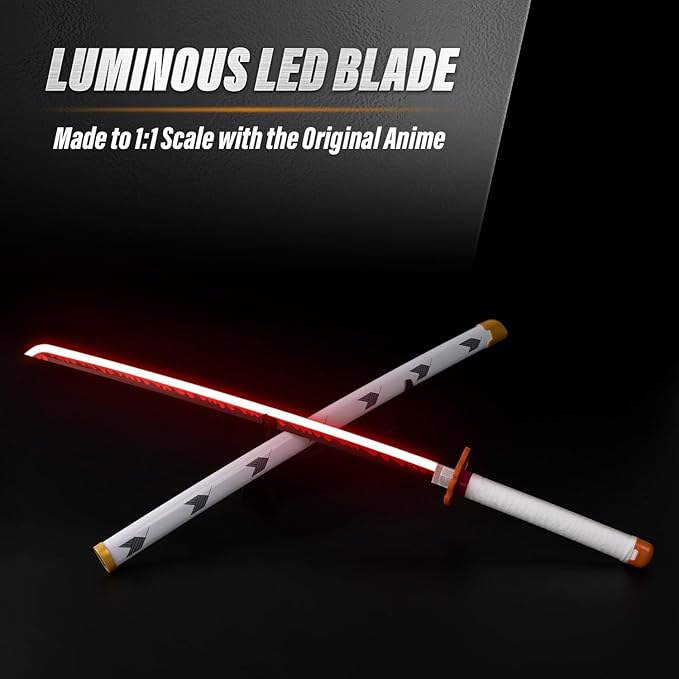 Rengoku Wooden Nichirin Life Light Up Glow Led-Katana 104CM