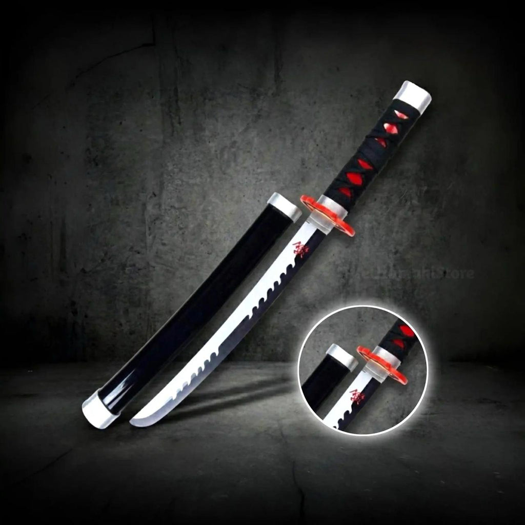 Tanjiro Fire Blade Wooden Katana 42 cm With Stand (Demon Slayer)