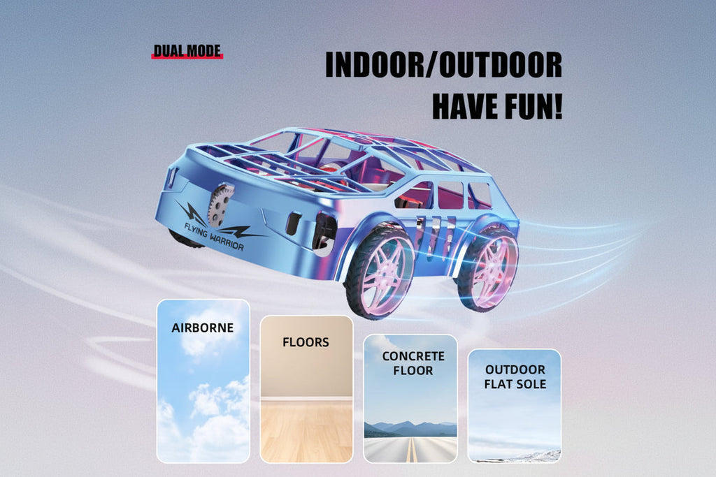 Rc Flying Mini Car, 2-in-1 Air-Ground Dual-Mode RC Flying Car with Intelligent Colorful LED Lights, 2.4GHZ Drone Air Racer