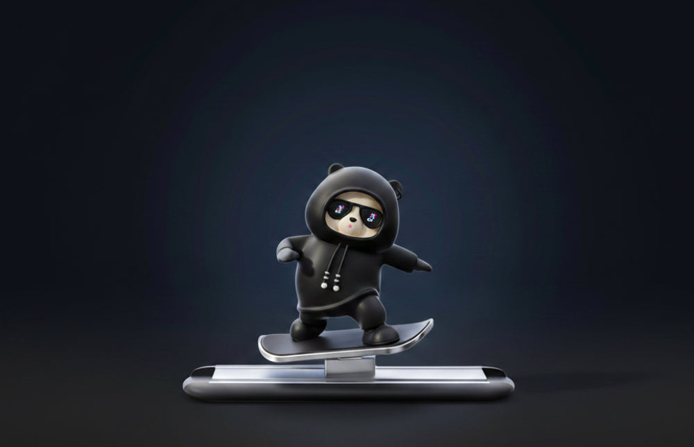 Skateboarding Cute Panda Auto Sliding Motion Decor, Cool Sliding Car Dashboard Figurines