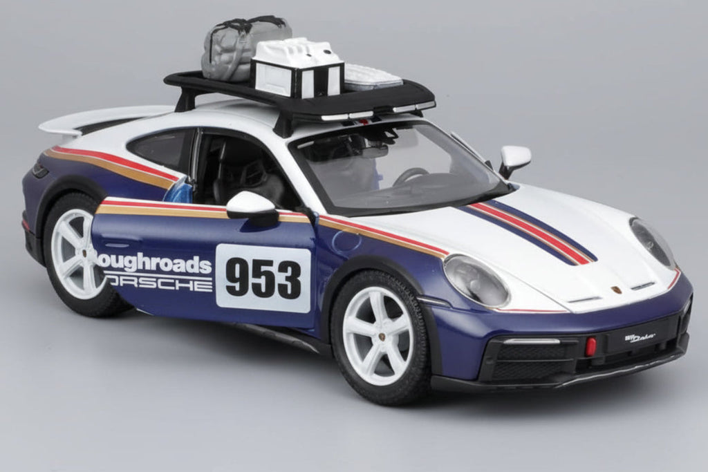Porsche Bburago 911 Dakar Rally Racing Car 1/24 Scale Model 2023 (Blue)