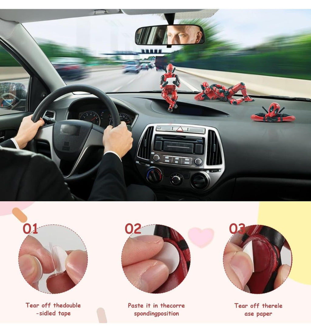 Deadpool Miniatures Car Decor Action Figure (3 Pcs Set)