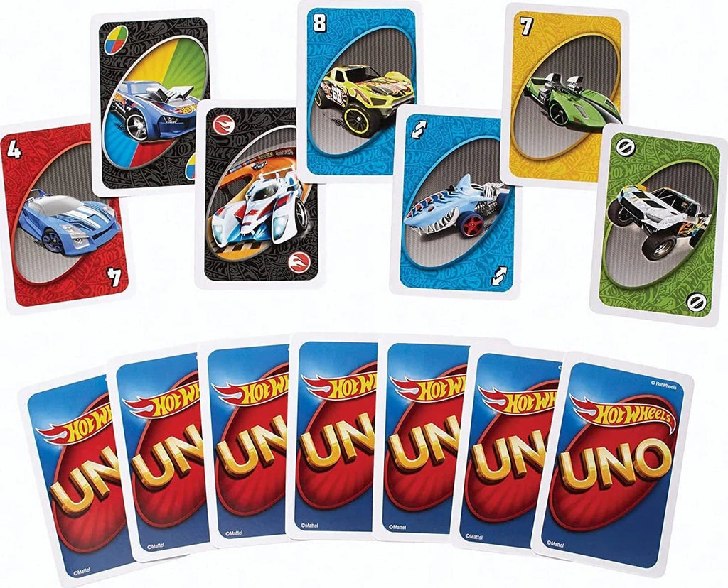UNO Hot Wheel Playing Cards Game for kids and family Fun Game Pack of 3