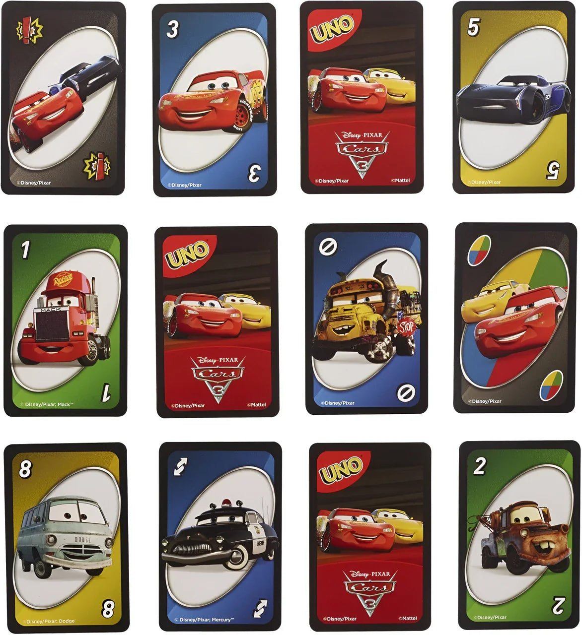 UNO Disney Cars Classic Card Family Fun for Kids, Teens & Adults Pack of 3