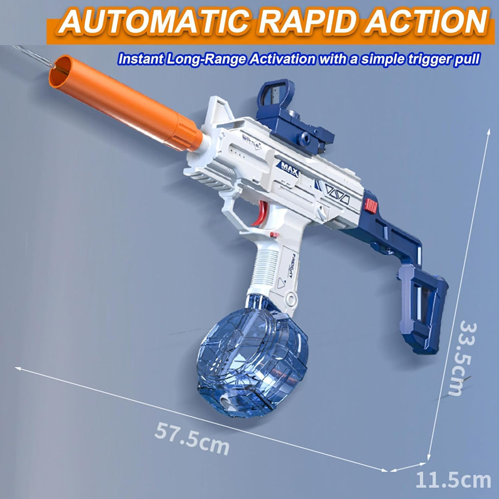Uzi Electric Automatic Powerful Water Gun with 30-35Ft Range - 500CC+60CC Large Capacity Rechargeable | High Pressure Mechanism for Kids Holi Party and Outdoor Water Fun (Random Colour)
