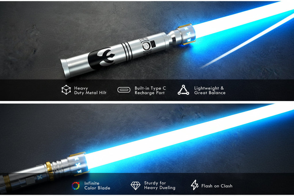 Dueling Xenopixel Light Saber, Xenopixel 3.0 Sensitive Motion Control Smooth Swing Heavy Duty Saber with 16GB SD Card 34 Sound Fonts Infinite Color Change for Adults Cosplay Gifts